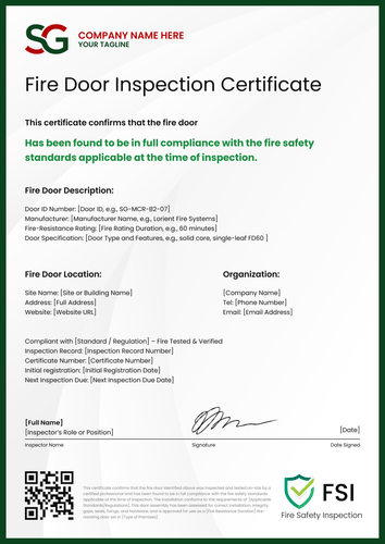 Bold Fire Door Certificate Template – Portrait Bold Fire Door Certificate Template – Portrait