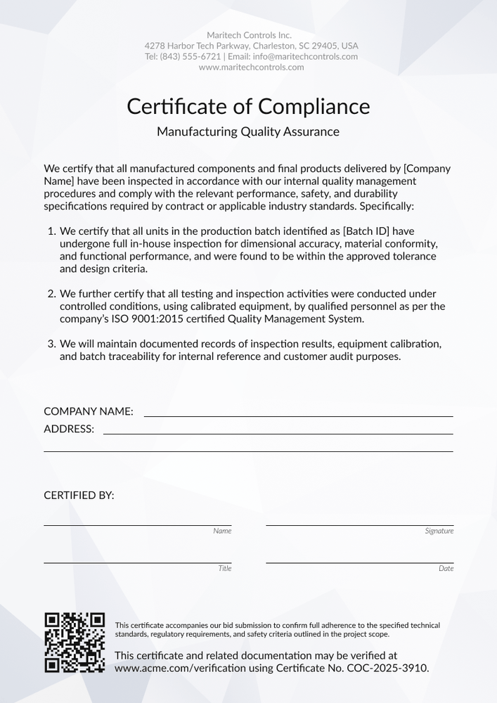 Free Certificate of Conformance Template – Portrait Free Certificate of Conformance Template – Portrait