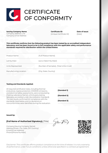 Free Angular Certificate of Conformance Template - Portrait Free Angular Certificate of Conformance Template - Portrait