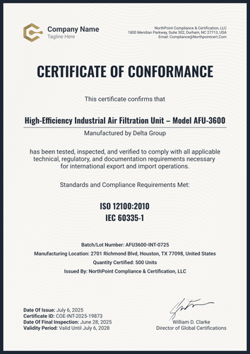 Free Technical Certificate of Conformance Template - Portrait Free Technical Certificate of Conformance Template - Portrait