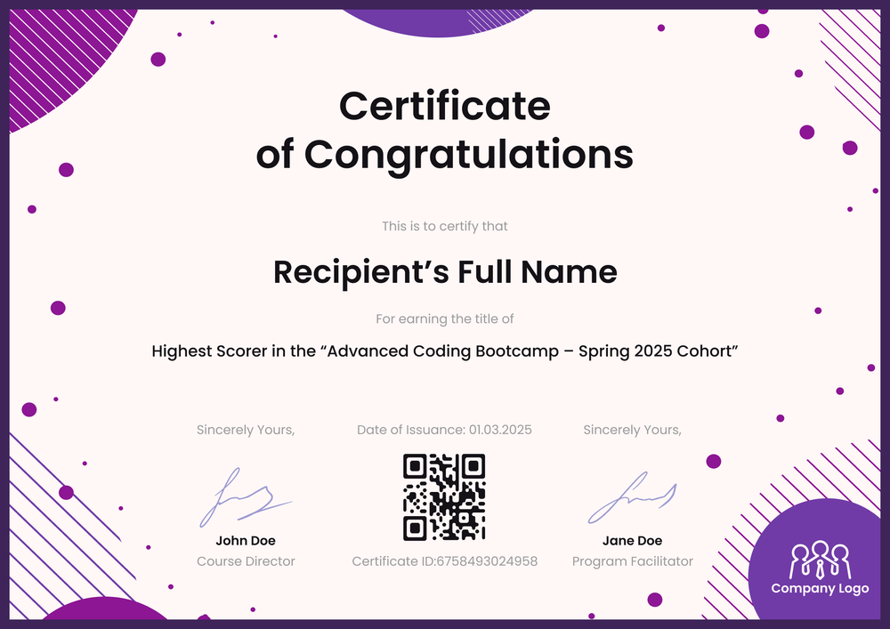 Free Modern Congratulations Certificate Template – Landscape Free Modern Congratulations Certificate Template – Landscape