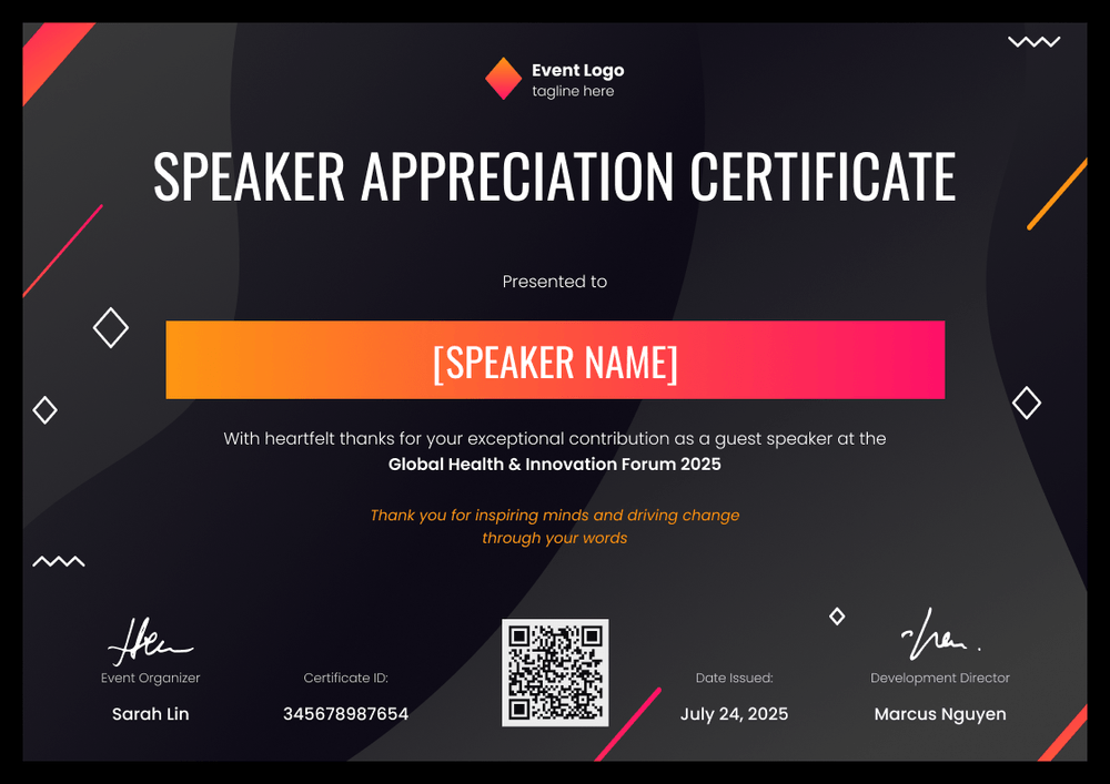 Free Sleek Certificate of Appreciation for Speaker – Landscape Free Sleek Certificate of Appreciation for Speaker – Landscape