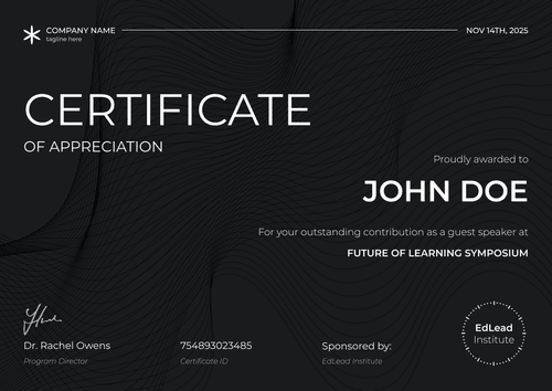 Free Dark Appreciation Certificate for Speaker or Sponsor – Landscape Free Dark Appreciation Certificate for Speaker or Sponsor – Landscape