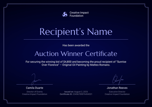 Free Auction Winner Certificate Template – Landscape Free Auction Winner Certificate Template – Landscape