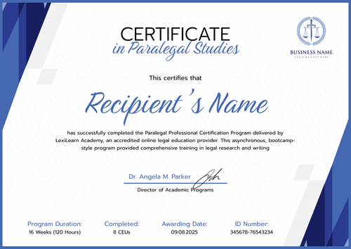 Paralegal Certificate Template - Landscape Paralegal Certificate Template - Landscape