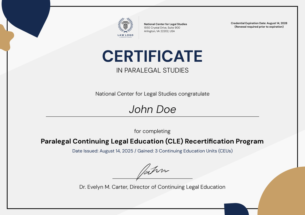 Professional Paralegal Certificate Template – Landscape Professional Paralegal Certificate Template – Landscape