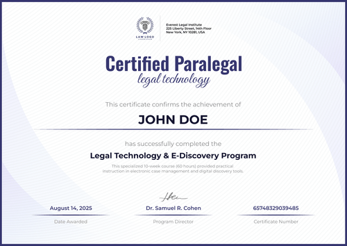 Structured Paralegal Certificate Template Online – Landscape Structured Paralegal Certificate Template Online – Landscape
