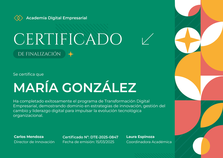Plantilla certificado de finalización moderna y expresiva Plantilla certificado de finalización moderna y expresiva