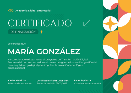 Plantilla certificado de finalización moderna y expresiva – Horizontal Plantilla certificado de finalización moderna y expresiva – Horizontal