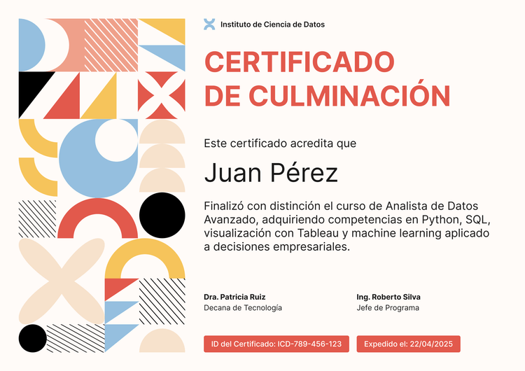 Plantilla certificado de finalización moderna y dinámica Plantilla certificado de finalización moderna y dinámica