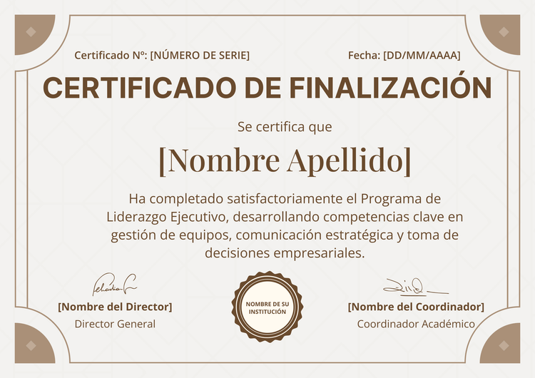 Plantilla certificado de finalización clásica y simple Plantilla certificado de finalización clásica y simple