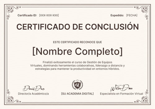 Plantilla certificado de finalización elegante y formal – Horizontal Plantilla certificado de finalización elegante y formal – Horizontal