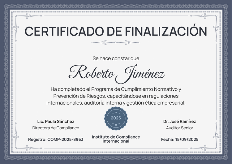 Plantilla certificado de finalización tradicional y formal Plantilla certificado de finalización tradicional y formal