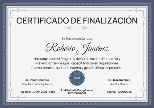 Plantilla certificado de finalización tradicional y formal – Horizontal Plantilla certificado de finalización tradicional y formal – Horizontal