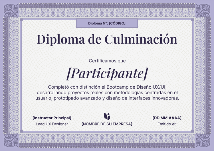 Plantilla certificado de finalización lujosa y formal Plantilla certificado de finalización lujosa y formal