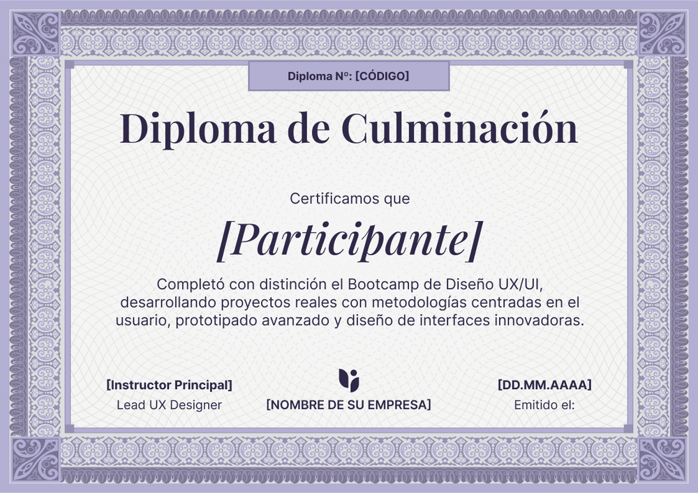 Plantilla certificado de finalización – Horizontal Plantilla certificado de finalización – Horizontal