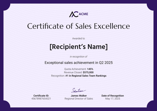 Free Sales Award Certificate Template - Landscape Free Sales Award Certificate Template - Landscape