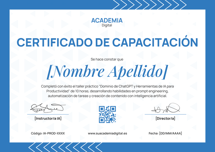 Modelo de certificado de capacitación clásico y simple Modelo de certificado de capacitación clásico y simple