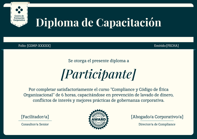 Modelo de certificado de capacitación formal y académico Modelo de certificado de capacitación formal y académico