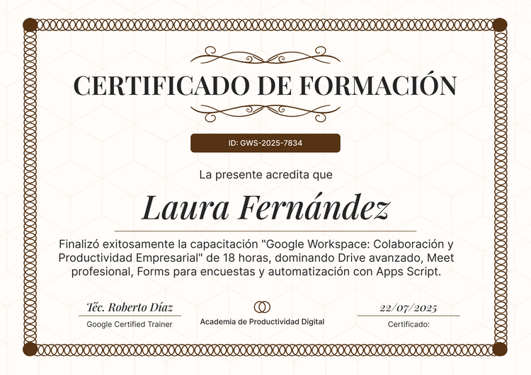 Modelo de certificado de capacitación detallado y formal Modelo de certificado de capacitación detallado y formal