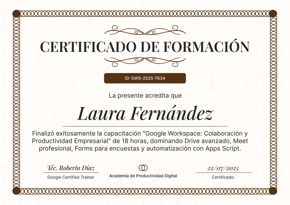 Modelo de certificado de capacitación detallado y formal – Horizontal Modelo de certificado de capacitación detallado y formal – Horizontal