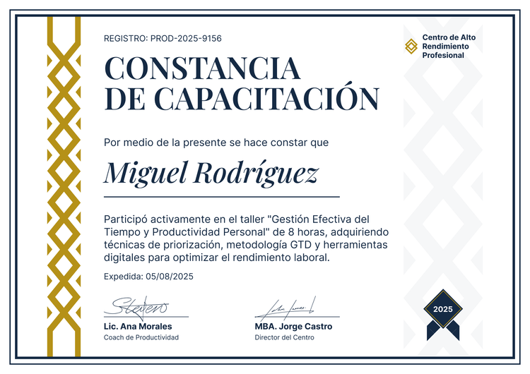 Modelo de certificado de capacitación formal y prestigioso Modelo de certificado de capacitación formal y prestigioso