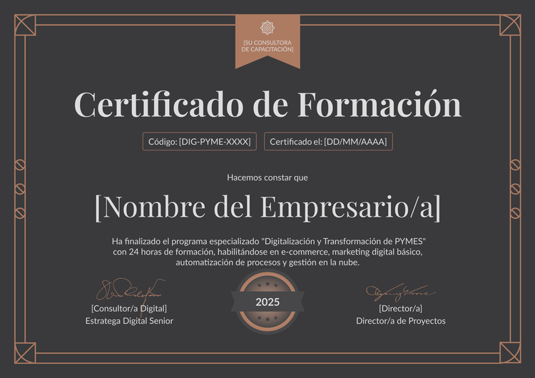 Modelo de certificado de capacitación profesional y elegante Modelo de certificado de capacitación profesional y elegante