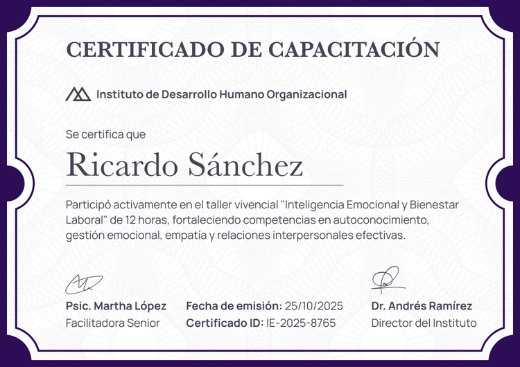 Modelo de certificado de capacitación profesional y pulcro Modelo de certificado de capacitación profesional y pulcro