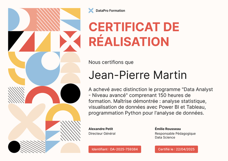 Modèle certificat achèvement moderne et dynamique Modèle certificat achèvement moderne et dynamique