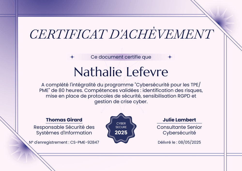 Certificat achèvement modèle – Paysage Certificat achèvement modèle – Paysage