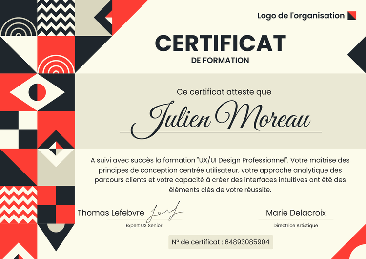 Modèle certificat de réalisation formation moderne et unique Modèle certificat de réalisation formation moderne et unique