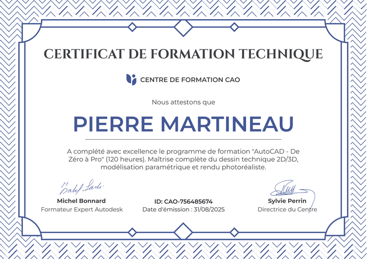 Modèle de certificat de formation simple encadré Modèle de certificat de formation simple encadré