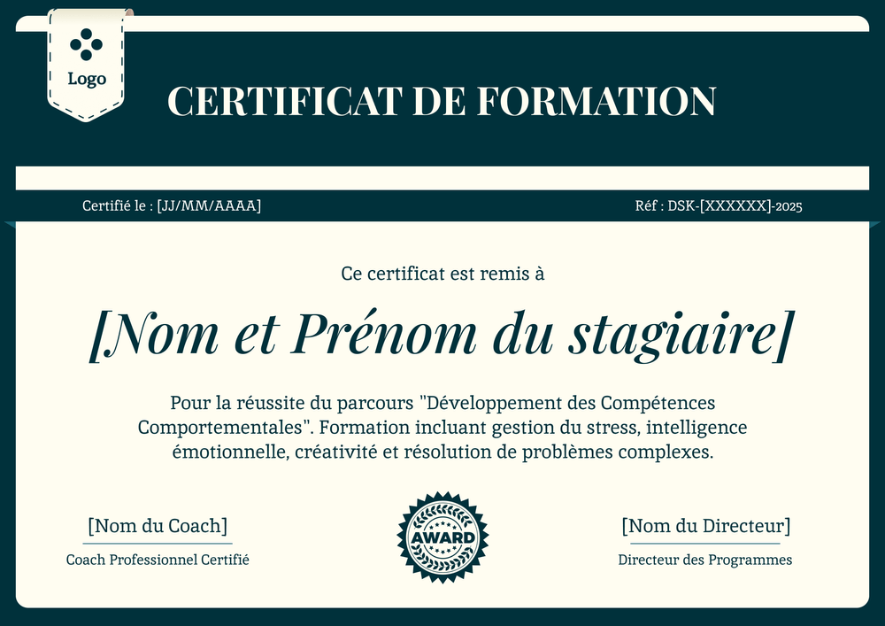 Modèle de certificat de formation académique – Paysage Modèle de certificat de formation académique – Paysage