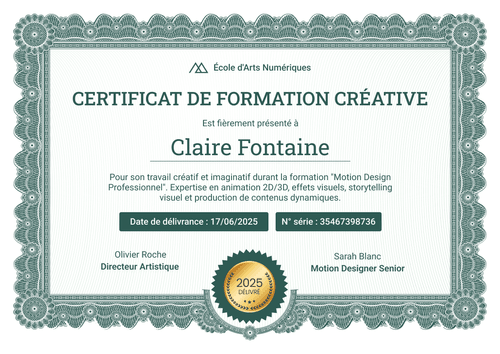 Modèle de certificat de formation décoratif et pro - Paysage Modèle de certificat de formation décoratif et pro - Paysage