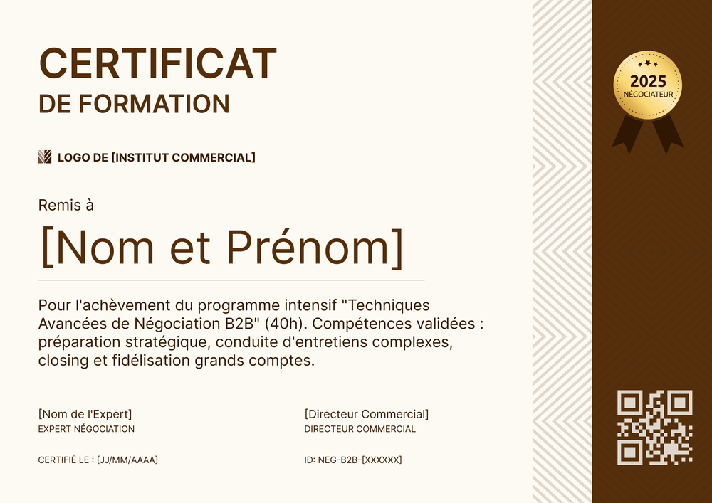 Modèle de certificat de formation professionnel – Paysage Modèle de certificat de formation professionnel – Paysage