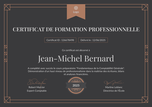 Éditez votre modèle de certificat de formation sombre - Paysage Éditez votre modèle de certificat de formation sombre - Paysage