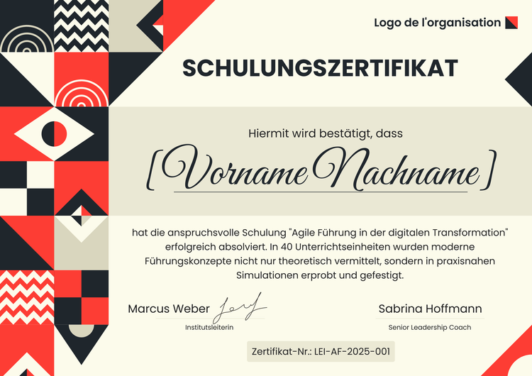 Moderne einzigartige Schulungszertifikat Vorlage Moderne einzigartige Schulungszertifikat Vorlage