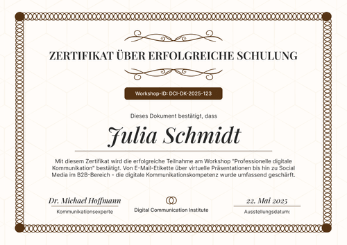 Detaillierte Schulungszertifikat Vorlage – Querformat Detaillierte Schulungszertifikat Vorlage – Querformat