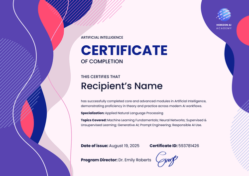 Free AI Certificate Template – Landscape Free AI Certificate Template – Landscape
