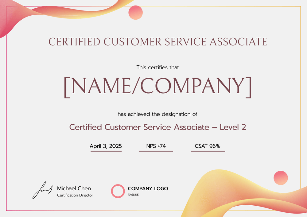 Customer Service Certificate Template – Landscape Customer Service Certificate Template – Landscape