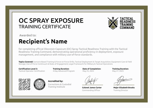 Free OC Spray Certificate Template - Landscape Free OC Spray Certificate Template - Landscape