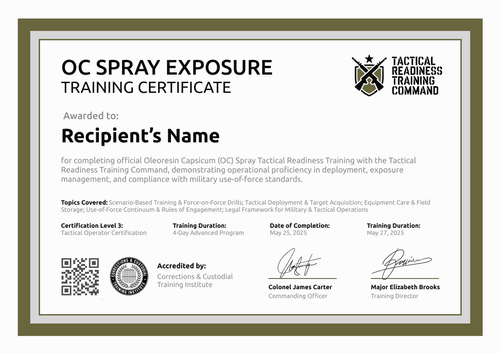 Free OC Spray Certificate Template - Landscape Free OC Spray Certificate Template - Landscape