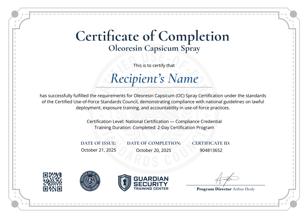 Editable OC Spray Certificate Template – Landscape Editable OC Spray Certificate Template – Landscape