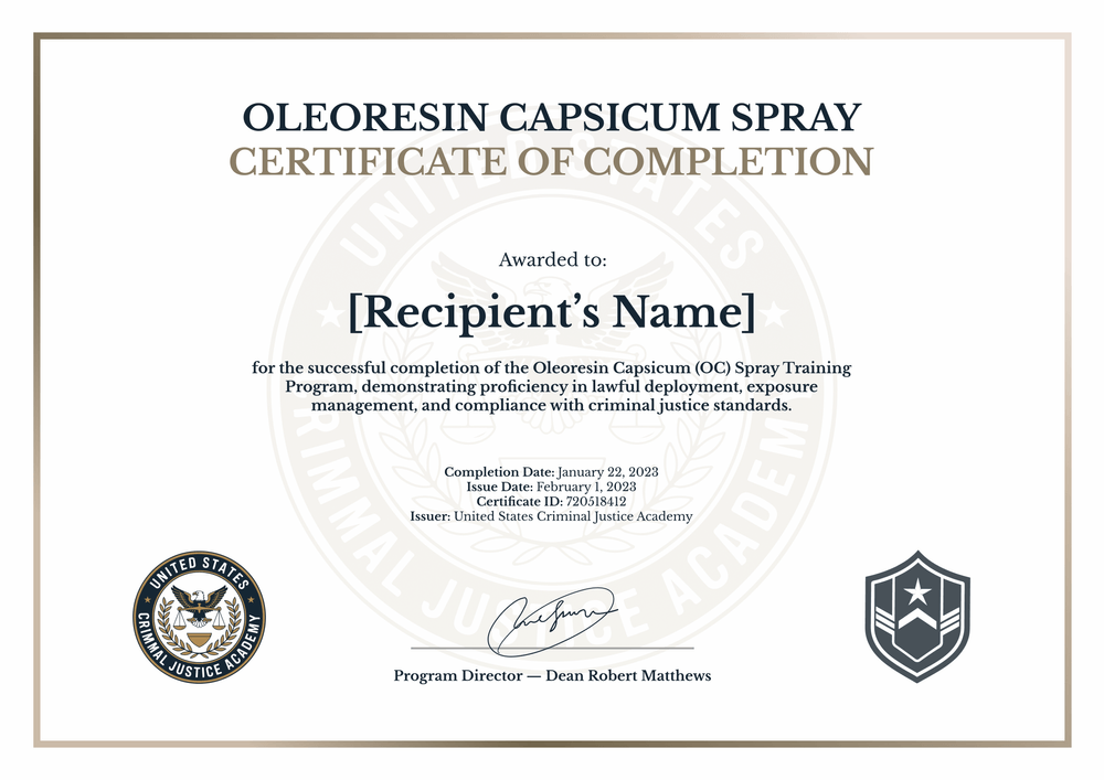 Free OC Spray Certificate Template - Landscape Free OC Spray Certificate Template - Landscape