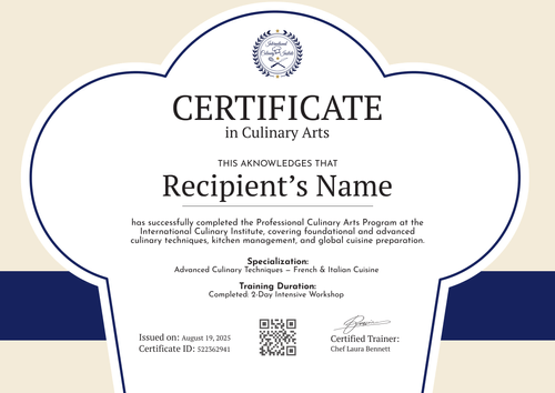 Free Modern Culinary Certificate Template - Landscape Free Modern Culinary Certificate Template - Landscape