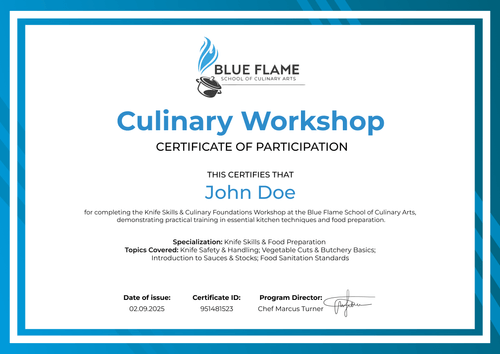 Culinary School Certificate Template – Landscape Culinary School Certificate Template – Landscape