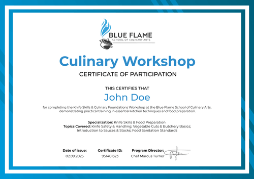 Culinary School Certificate Template – Landscape Culinary School Certificate Template – Landscape