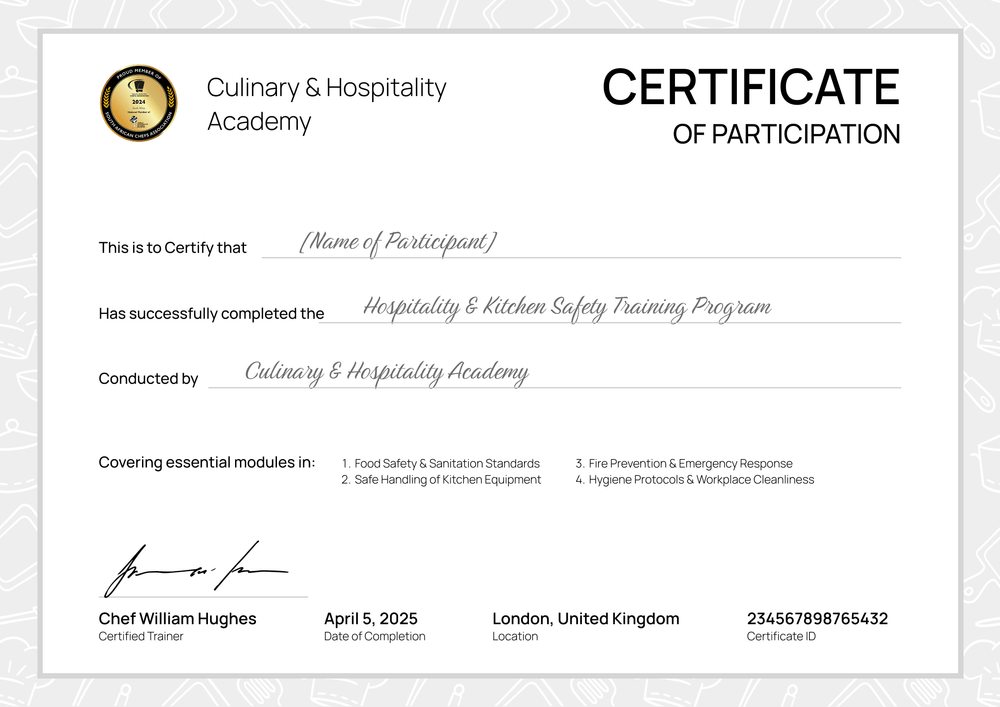 Free Structured Culinary Certificate Template – Landscape Free Structured Culinary Certificate Template – Landscape