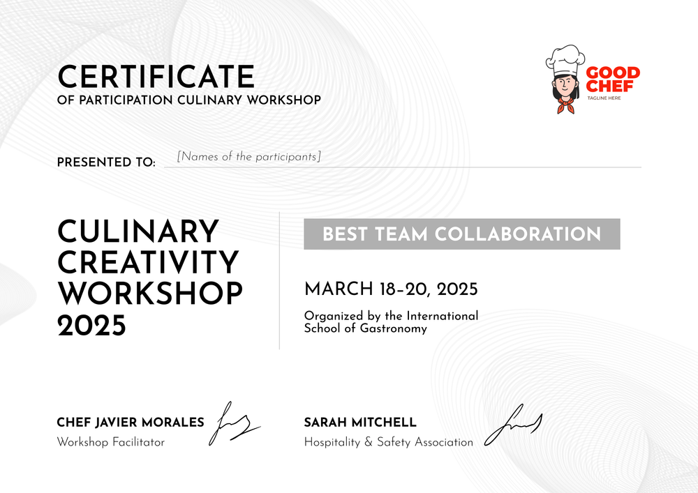 Free White Culinary Certificate Template – Landscape Free White Culinary Certificate Template – Landscape