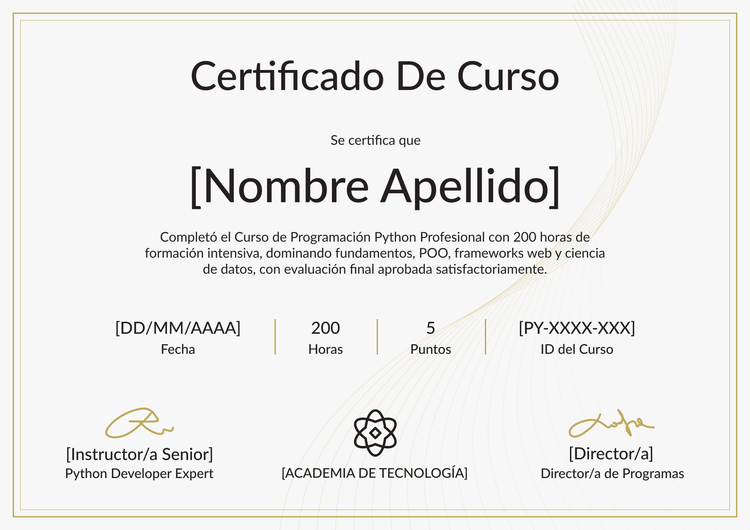 Modelo de certificado de curso sobrio y elevado Modelo de certificado de curso sobrio y elevado